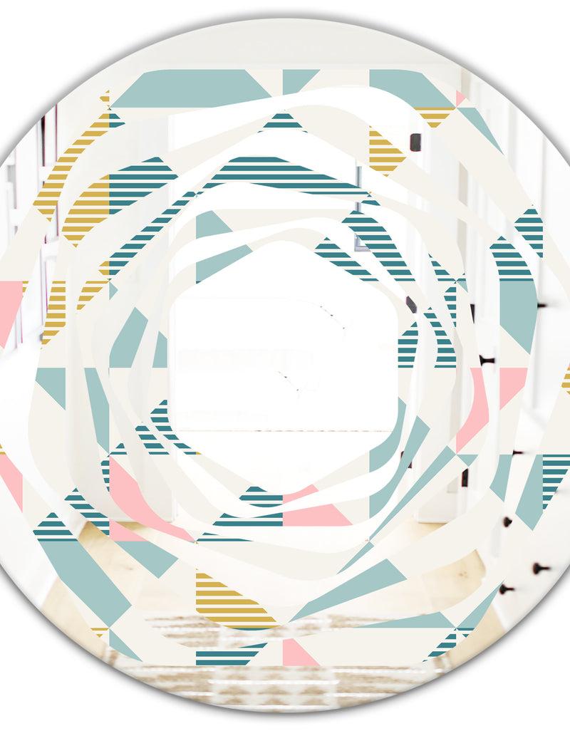DesignQ Diamond Retro I - Modern Round Or Oval Wall Mirror - Whirl