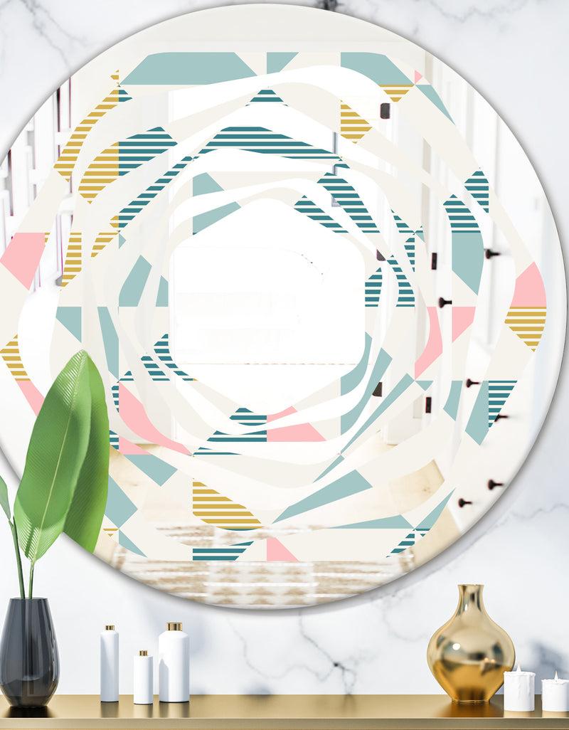 DesignQ Diamond Retro I - Modern Round or Oval Wall Mirror - Whirl