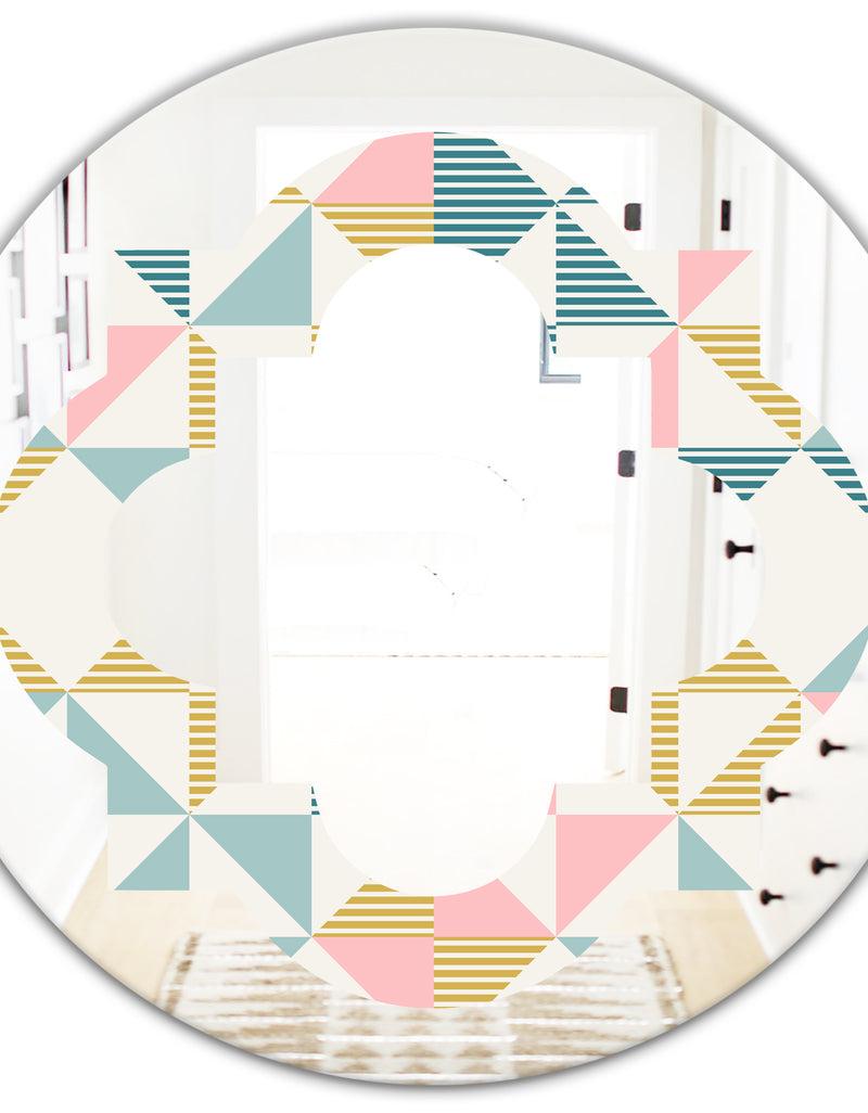 DesignQ Diamond Retro II - Modern Round Or Oval Wall Mirror - Quatrefoil