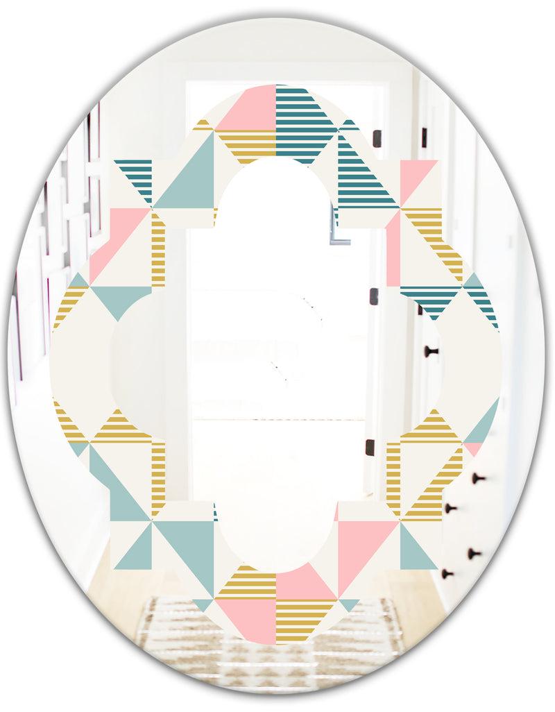 DesignQ Diamond Retro II - Modern Round Or Oval Wall Mirror - Quatrefoil