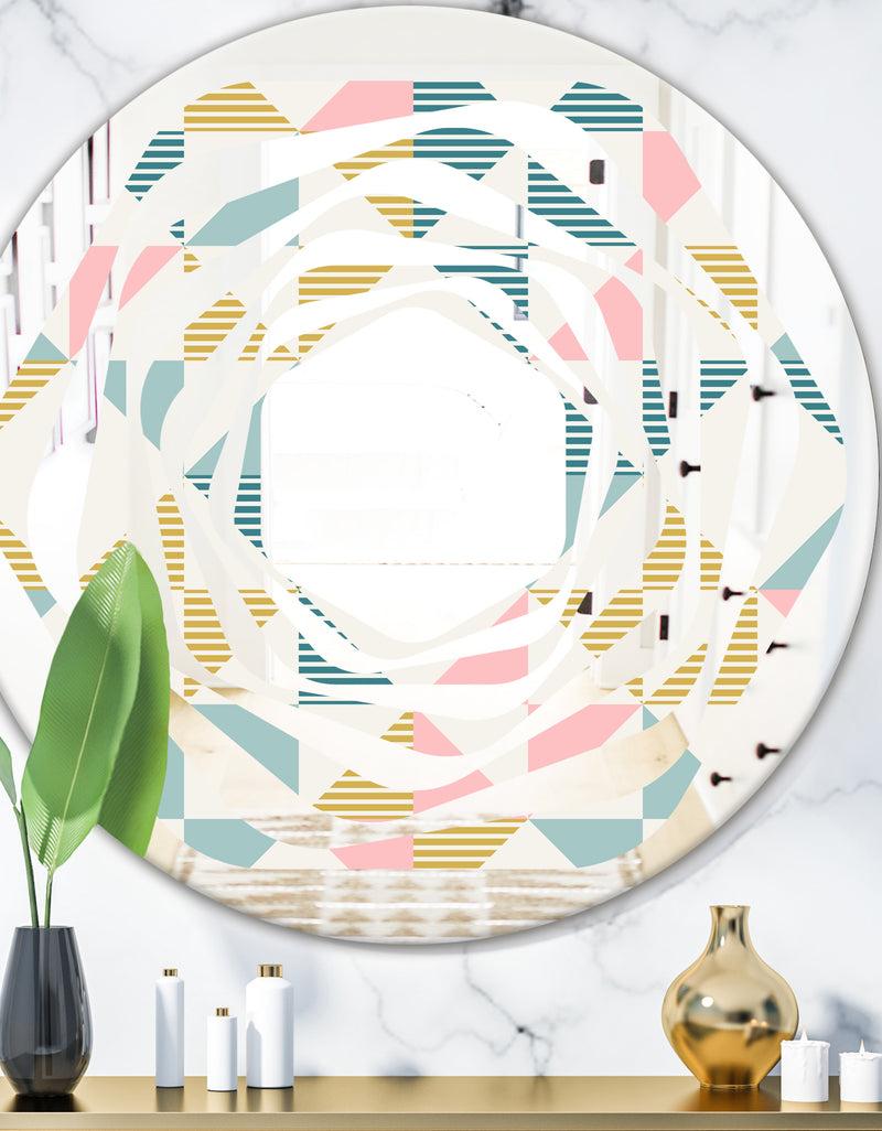 DesignQ Diamond Retro II - Modern Round or Oval Wall Mirror - Whirl
