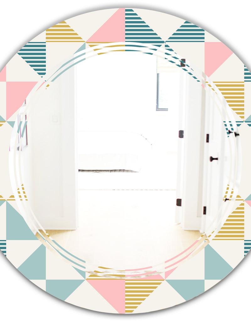 DesignQ Diamond Retro II - Modern Round Or Oval Wall Mirror - Triple C