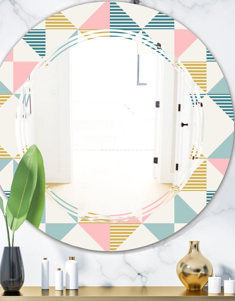 DesignQ Diamond Retro II - Modern Round or Oval Wall Mirror - Triple C