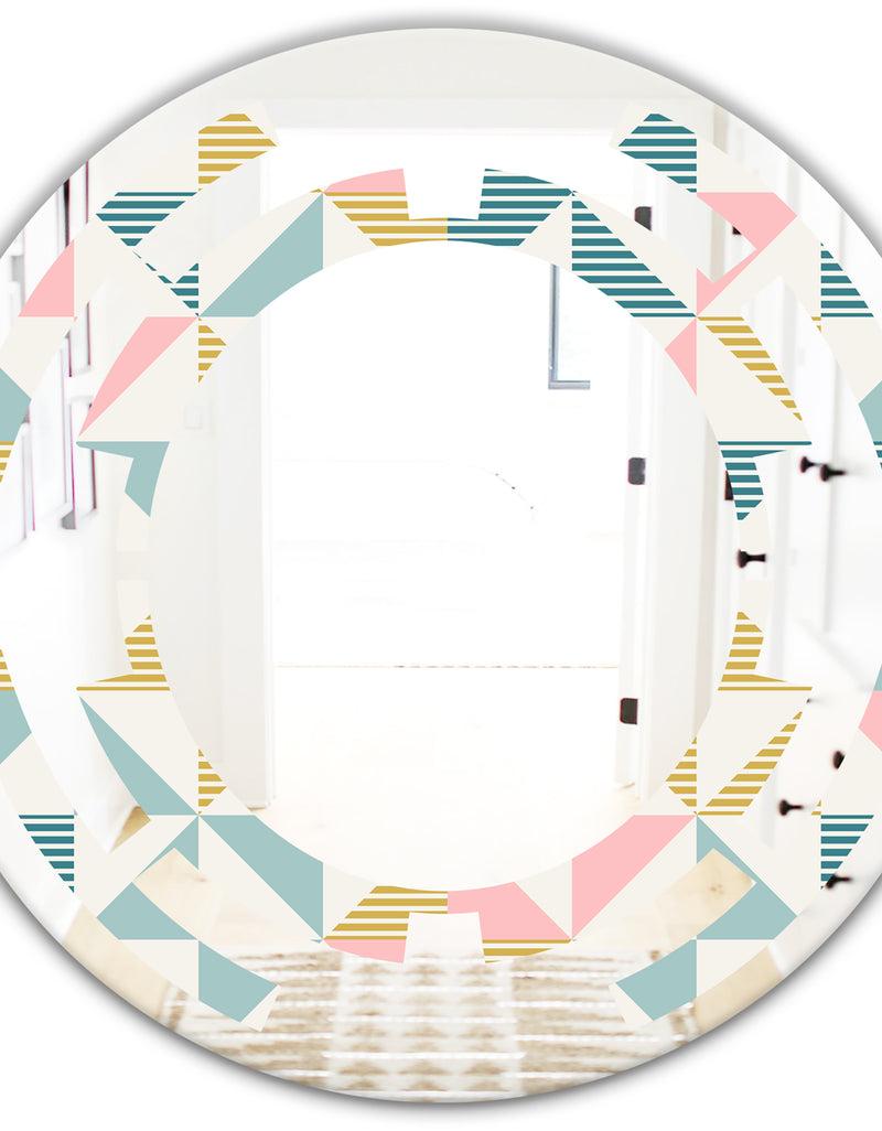 DesignQ Diamond Retro II - Modern Round Or Oval Wall Mirror - Space