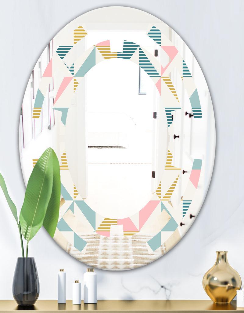 DesignQ Diamond Retro II - Modern Round Or Oval Wall Mirror - Space