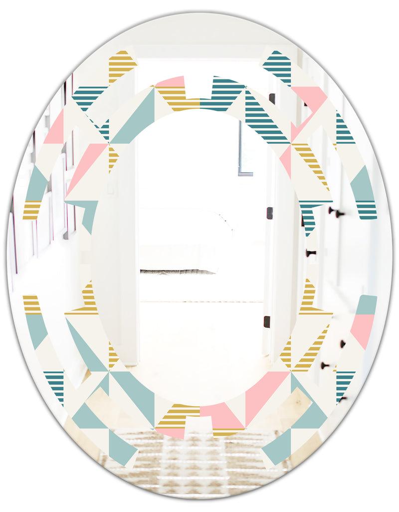 DesignQ Diamond Retro II - Modern Round Or Oval Wall Mirror - Space