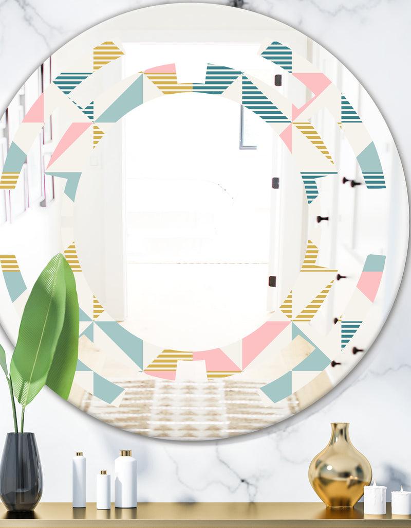 DesignQ Diamond Retro II - Modern Round or Oval Wall Mirror - Space