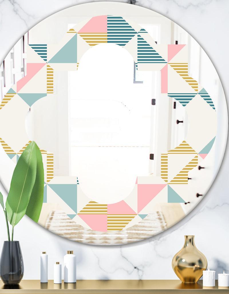 DesignQ Diamond Retro II - Modern Round or Oval Wall Mirror - Quatrefoil