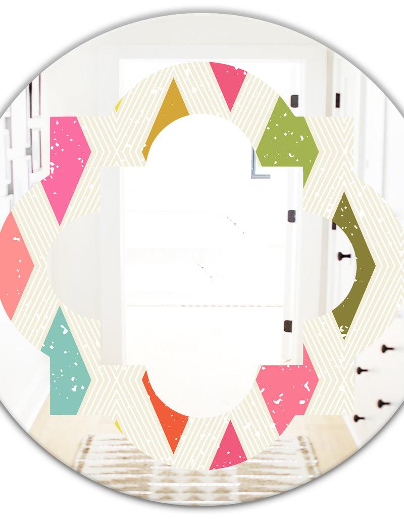 DesignQ Diamond Retro III - Modern Round Or Oval Wall Mirror - Quatrefoil