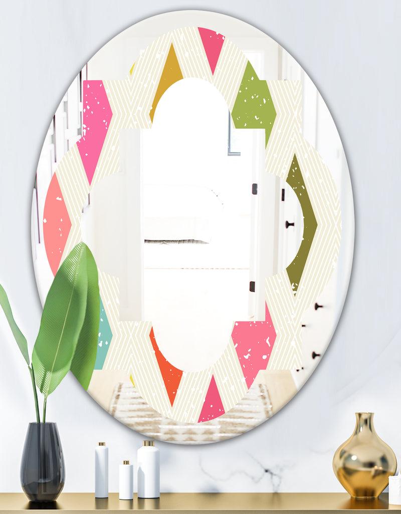 DesignQ Diamond Retro III - Modern Round Or Oval Wall Mirror - Quatrefoil