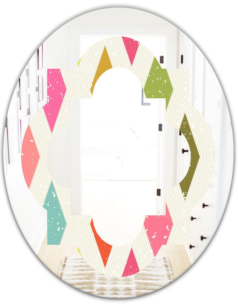 DesignQ Diamond Retro III - Modern Round Or Oval Wall Mirror - Quatrefoil