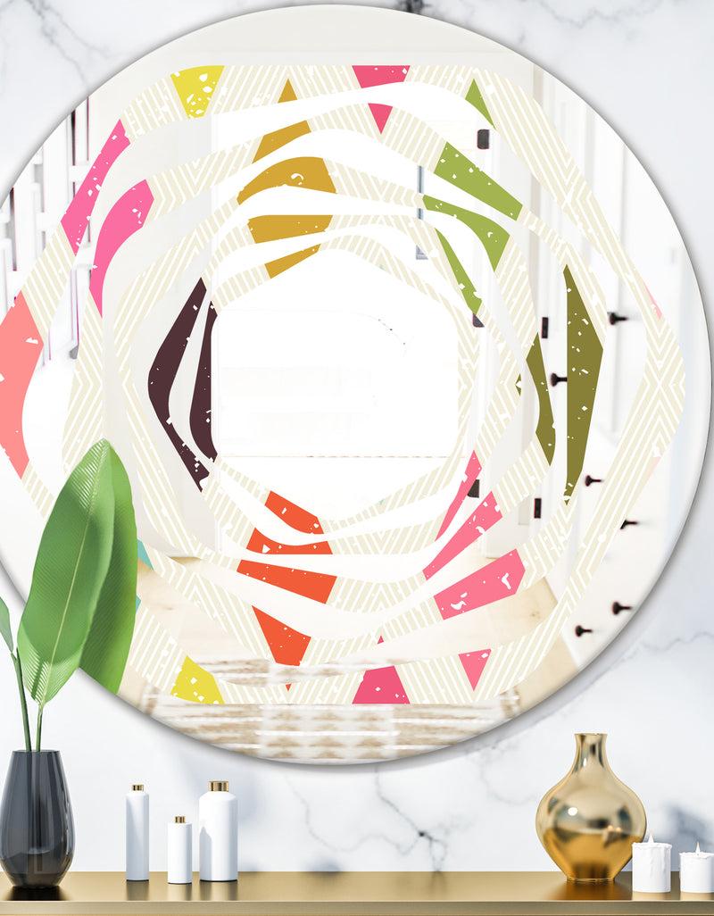 DesignQ Diamond Retro III - Modern Round or Oval Wall Mirror - Whirl