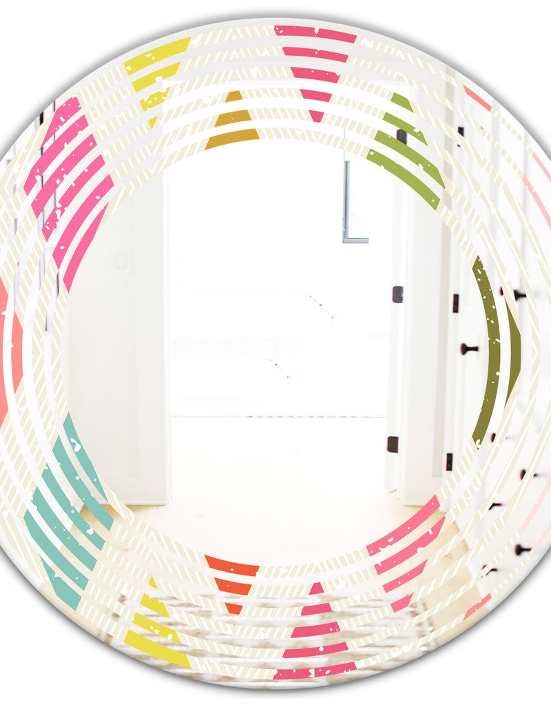 DesignQ Diamond Retro III - Modern Round Or Oval Wall Mirror - Wave