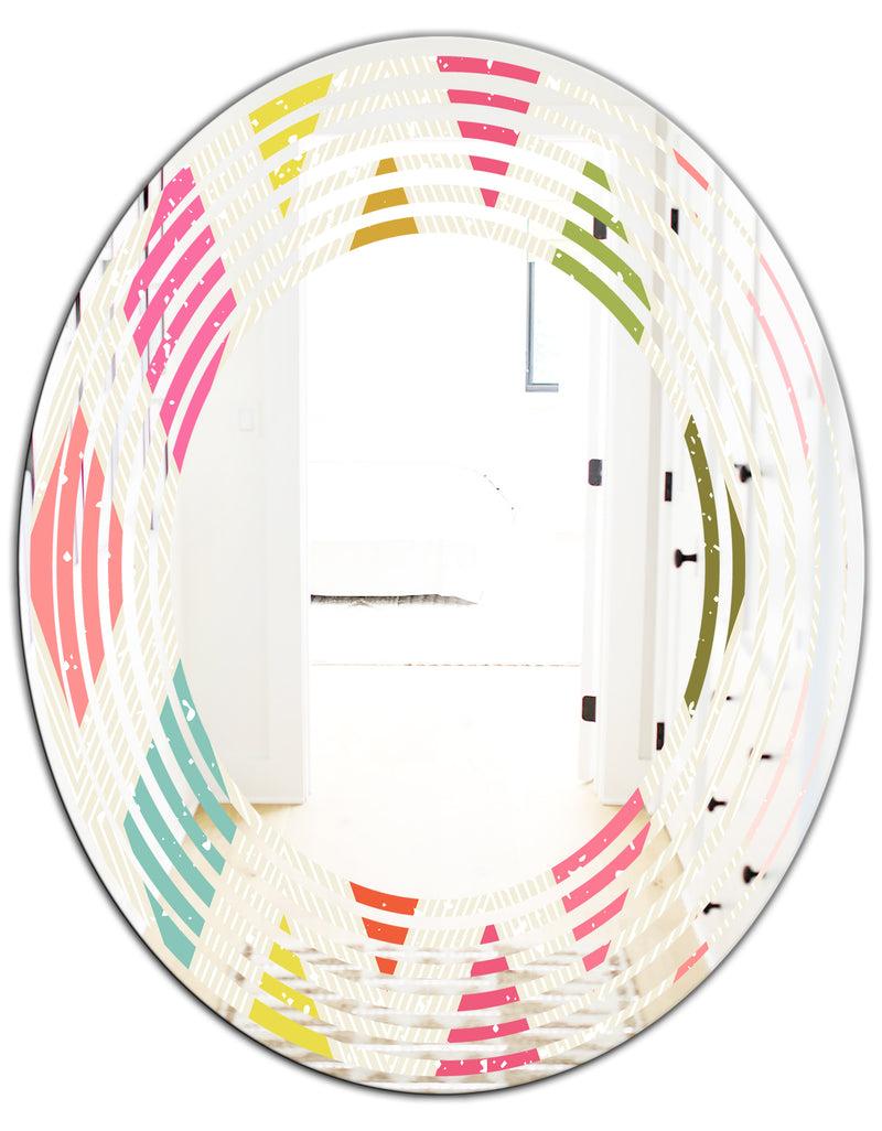 DesignQ Diamond Retro III - Modern Round Or Oval Wall Mirror - Wave