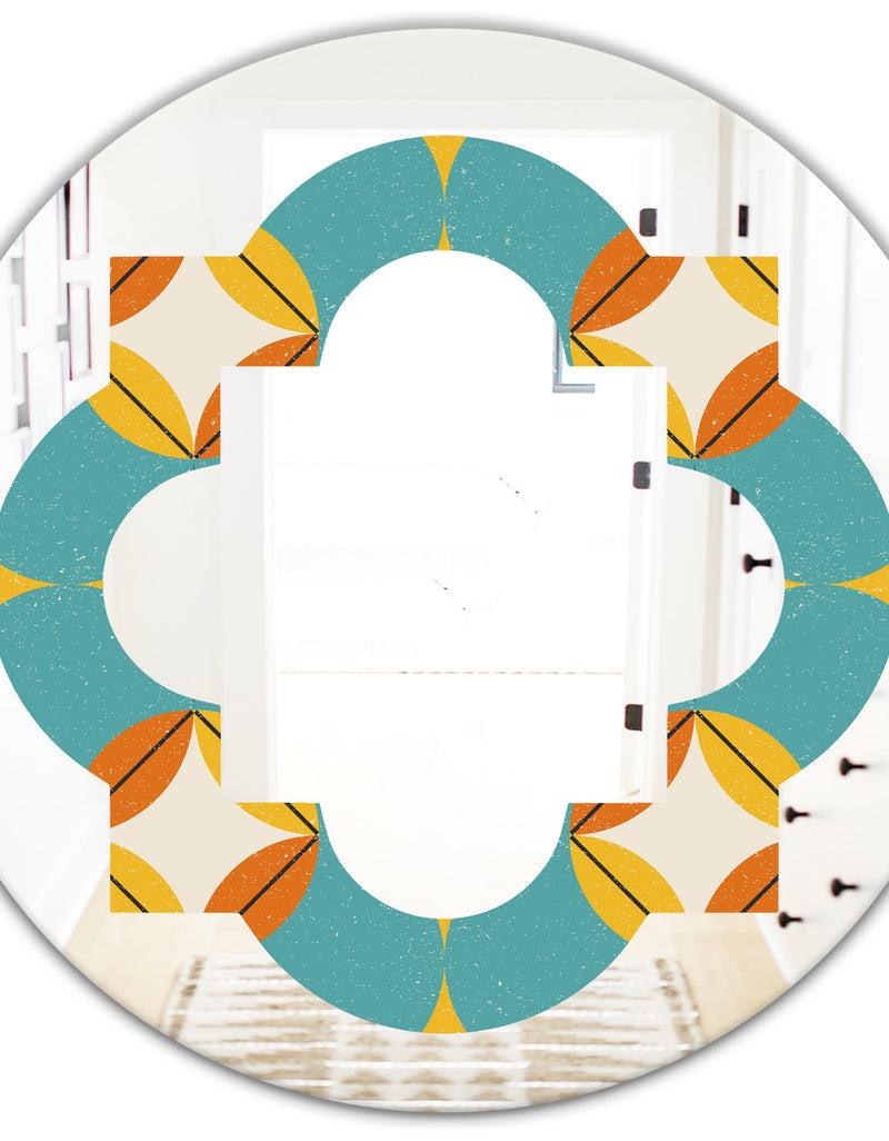 DesignQ Diamond Retro IV - Cottage Round Or Oval Wall Mirror - Quatrefoil