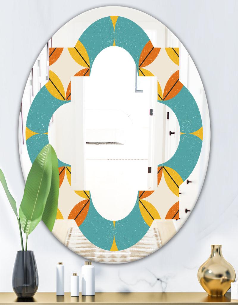 DesignQ Diamond Retro IV - Cottage Round Or Oval Wall Mirror - Quatrefoil