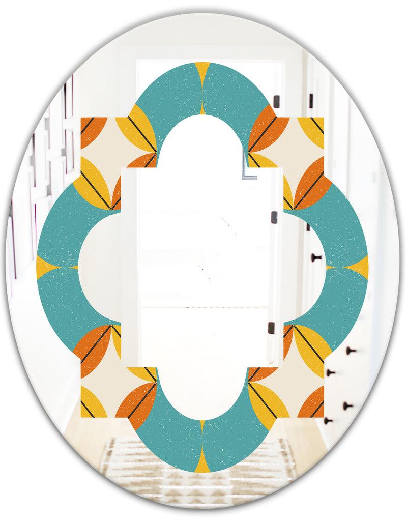 DesignQ Diamond Retro IV - Cottage Round Or Oval Wall Mirror - Quatrefoil