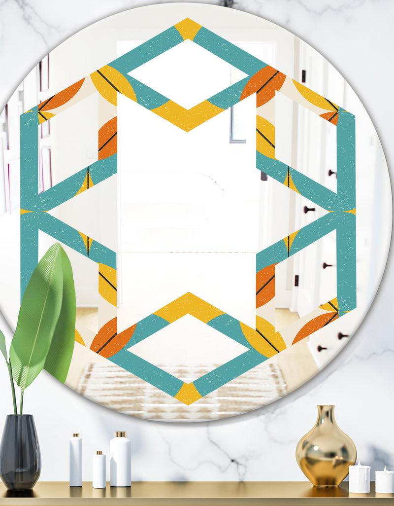 DesignQ Diamond Retro IV - Cottage Round or Oval Wall Mirror - Hexagon Star