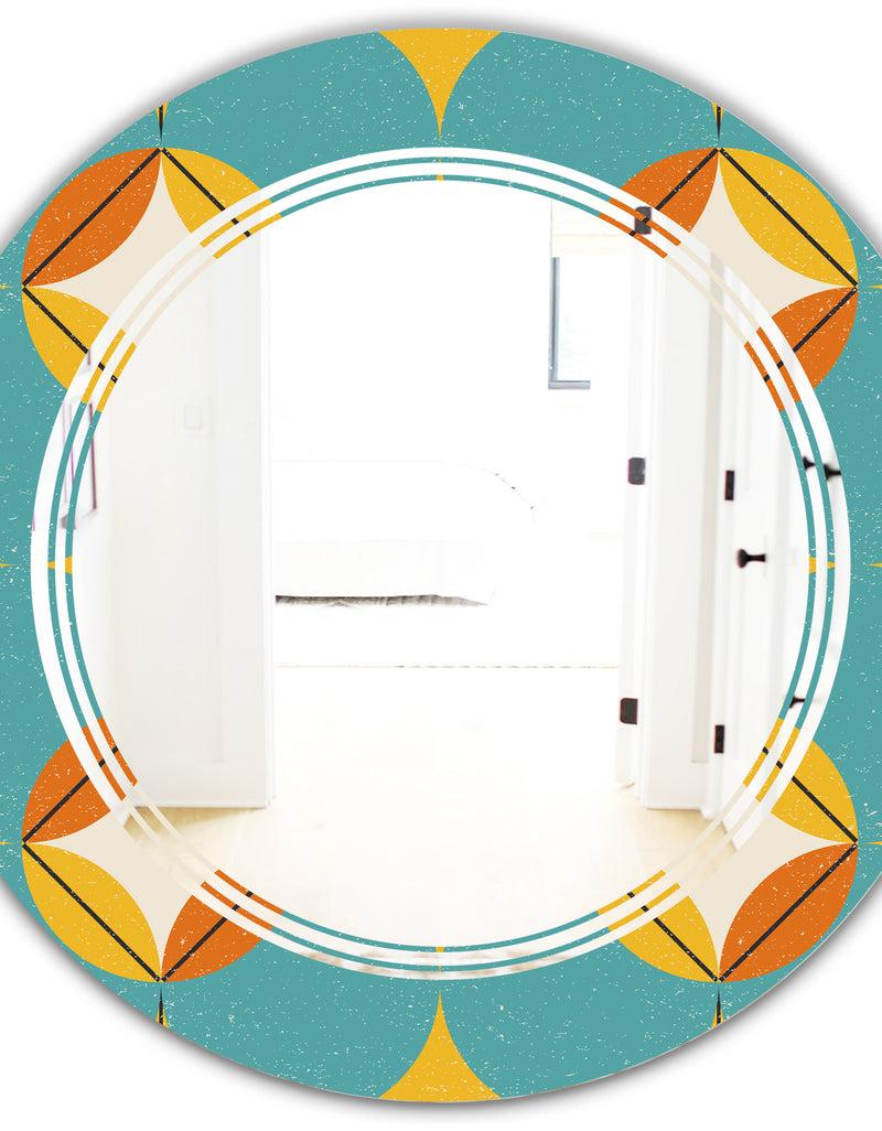 DesignQ Diamond Retro IV - Cottage Round Or Oval Wall Mirror - Triple C