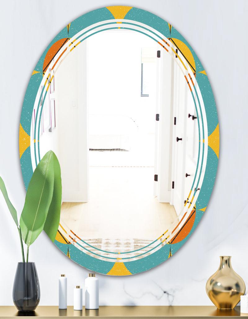 DesignQ Diamond Retro IV - Cottage Round Or Oval Wall Mirror - Triple C