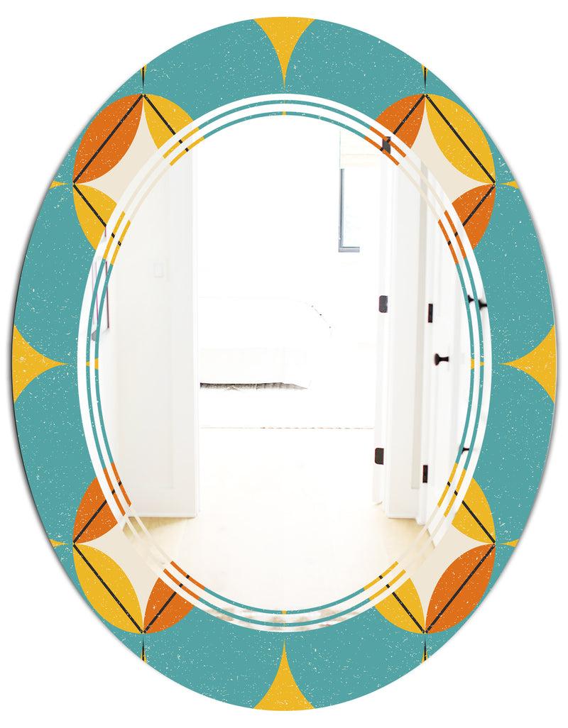 DesignQ Diamond Retro IV - Cottage Round Or Oval Wall Mirror - Triple C