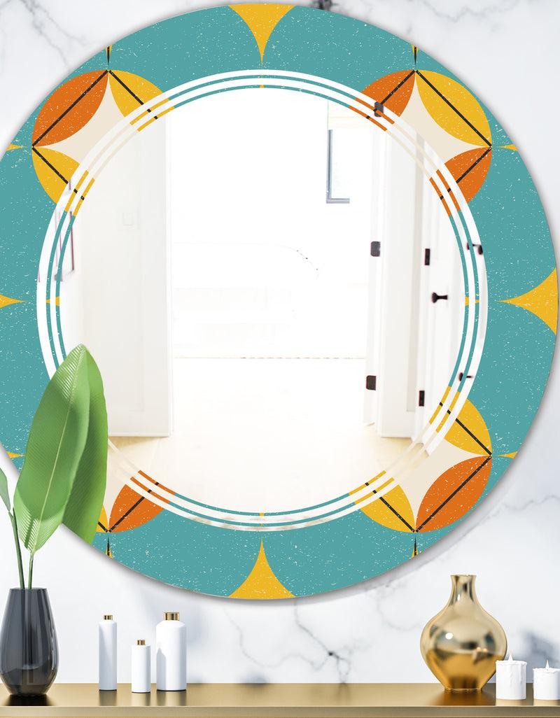DesignQ Diamond Retro IV - Cottage Round or Oval Wall Mirror - Triple C