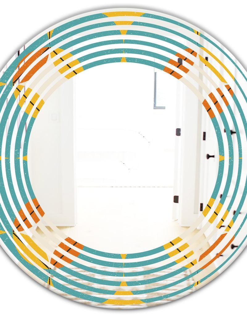 DesignQ Diamond Retro IV - Cottage Round Or Oval Wall Mirror - Wave