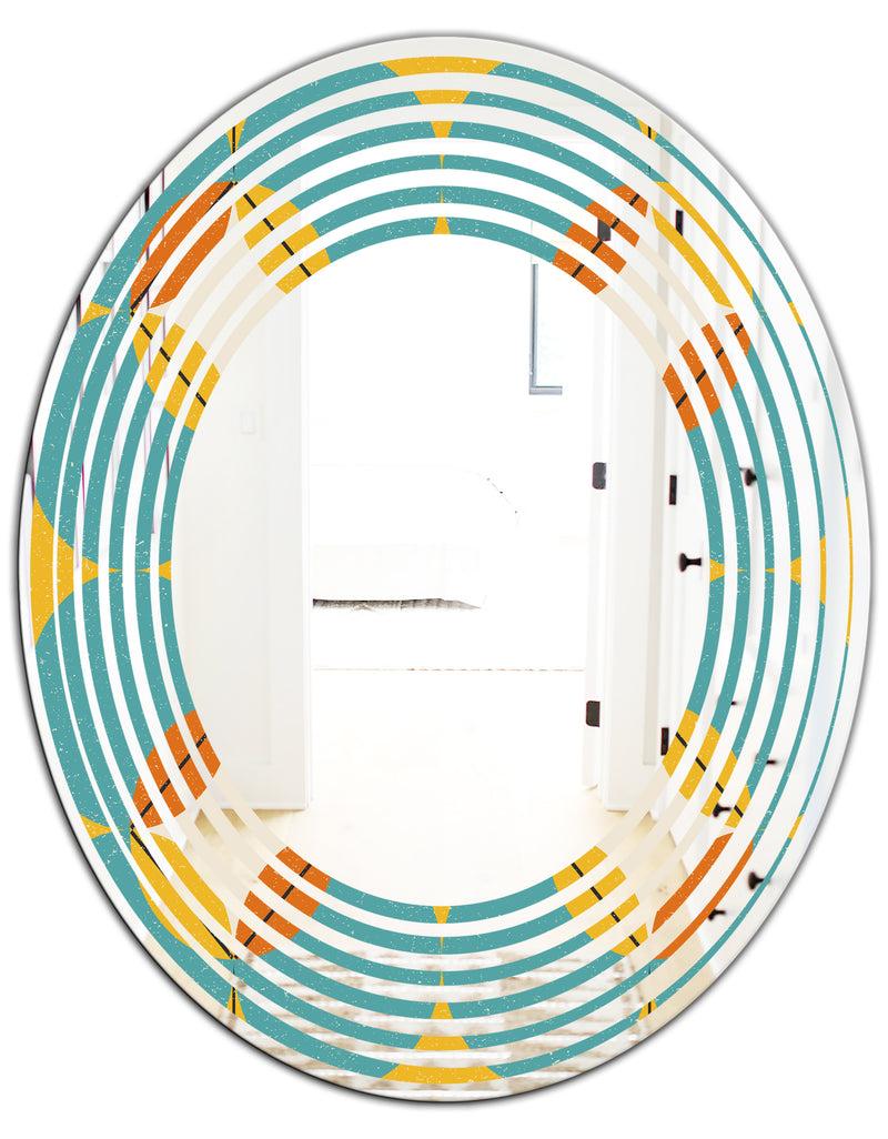 DesignQ Diamond Retro IV - Cottage Round Or Oval Wall Mirror - Wave