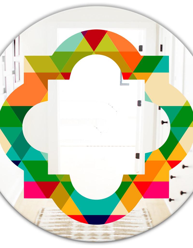 DesignQ Diamond Retro IX - Modern Round Or Oval Wall Mirror - Quatrefoil