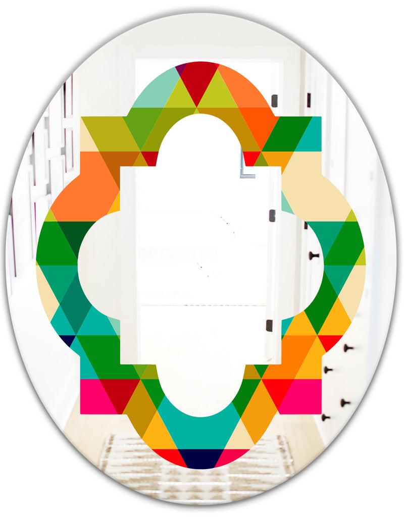DesignQ Diamond Retro IX - Modern Round Or Oval Wall Mirror - Quatrefoil
