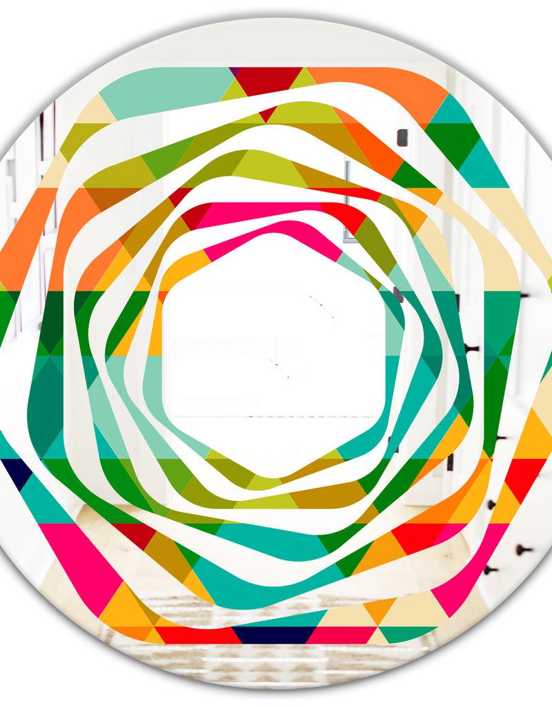 DesignQ Diamond Retro IX - Modern Round Or Oval Wall Mirror - Whirl