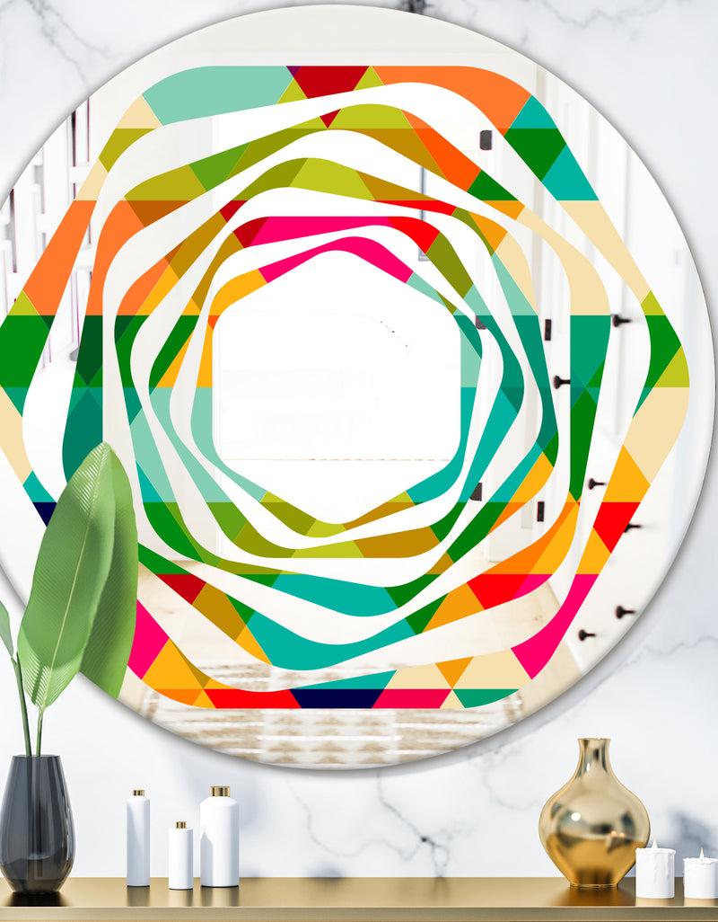 DesignQ Diamond Retro IX - Modern Round or Oval Wall Mirror - Whirl