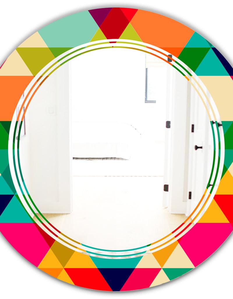 DesignQ Diamond Retro IX - Modern Round Or Oval Wall Mirror - Triple C