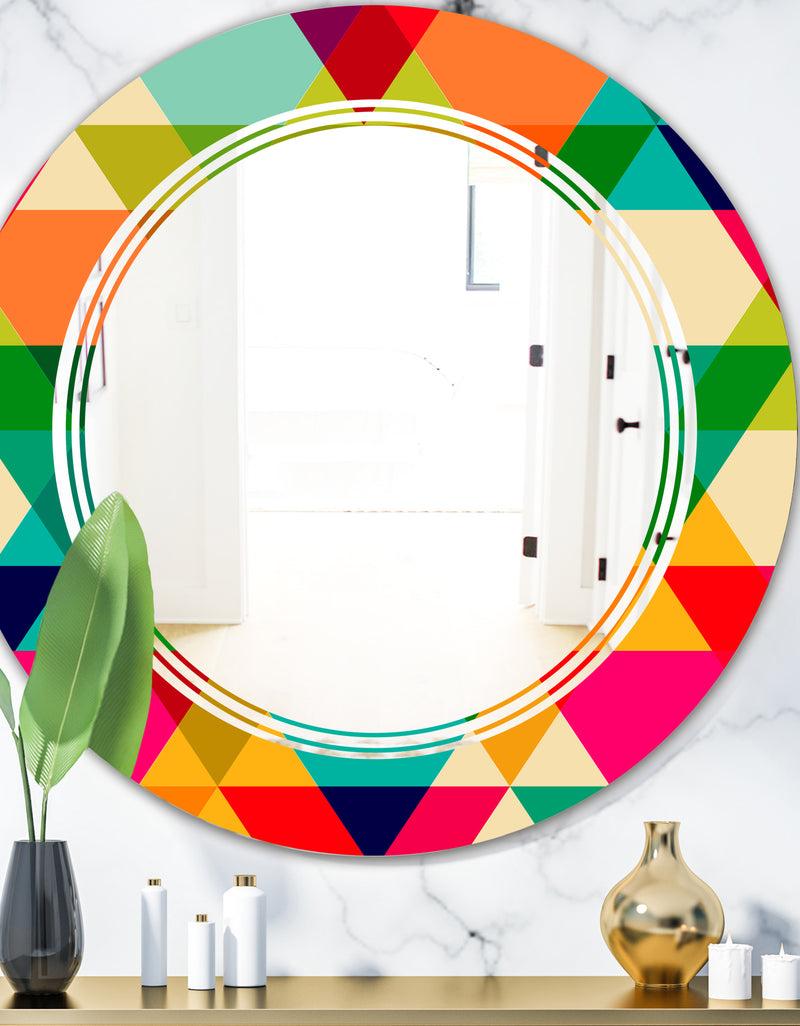 DesignQ Diamond Retro IX - Modern Round or Oval Wall Mirror - Triple C