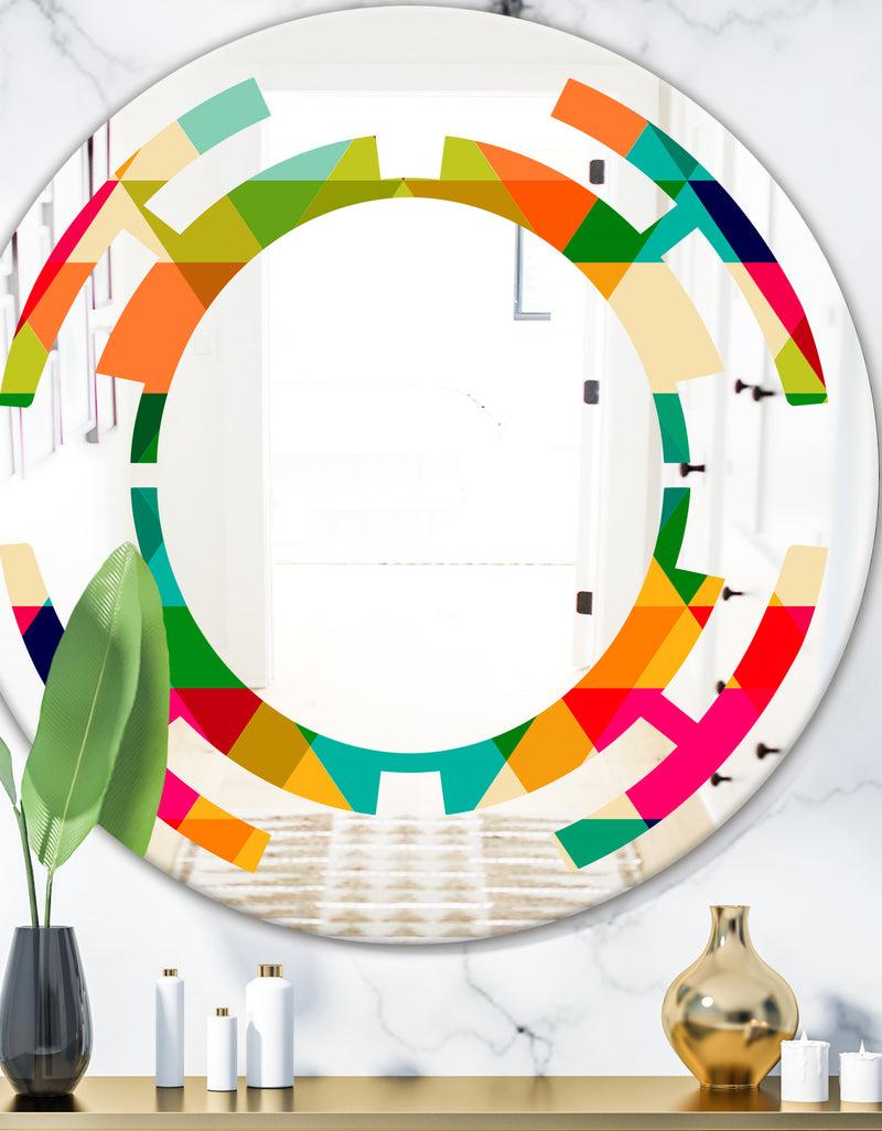 DesignQ Diamond Retro IX - Modern Round or Oval Wall Mirror - Space