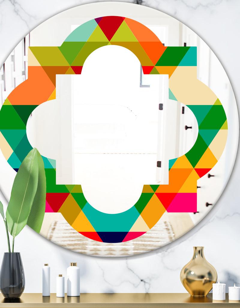 DesignQ Diamond Retro IX - Modern Round or Oval Wall Mirror - Quatrefoil