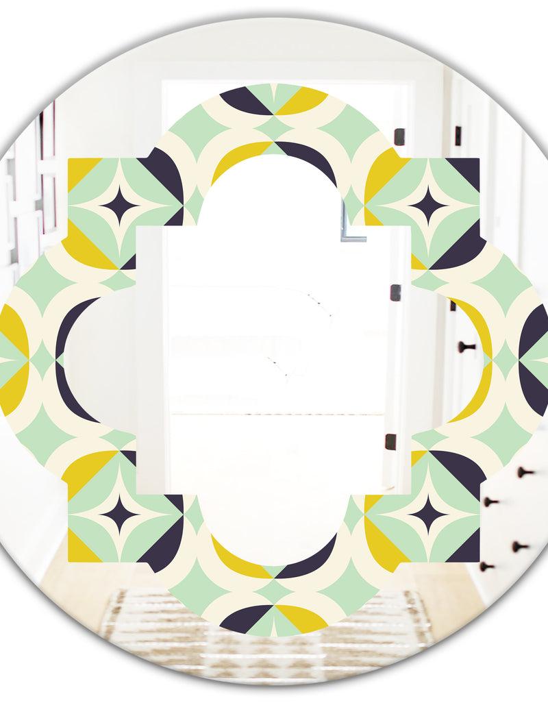 DesignQ Diamond Retro V - Modern Round Or Oval Wall Mirror - Quatrefoil