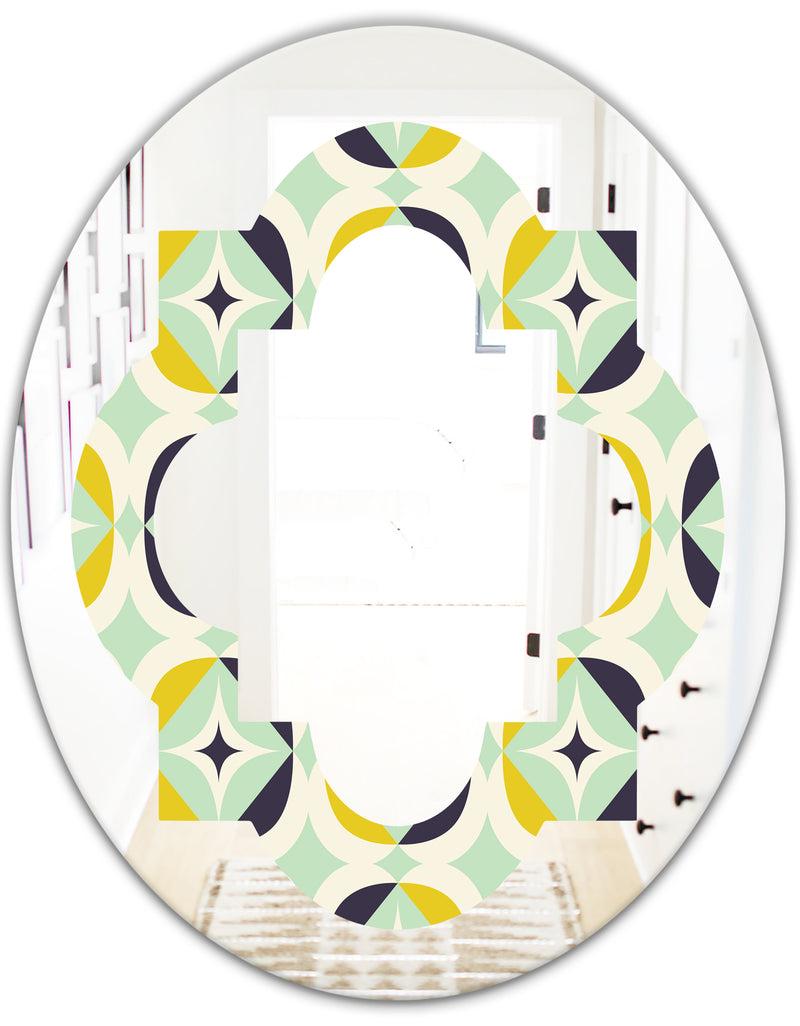 DesignQ Diamond Retro V - Modern Round Or Oval Wall Mirror - Quatrefoil