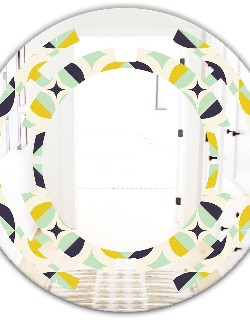 DesignQ Diamond Retro V - Modern Round Or Oval Wall Mirror - Space