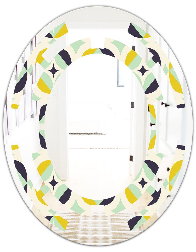 DesignQ Diamond Retro V - Modern Round Or Oval Wall Mirror - Space