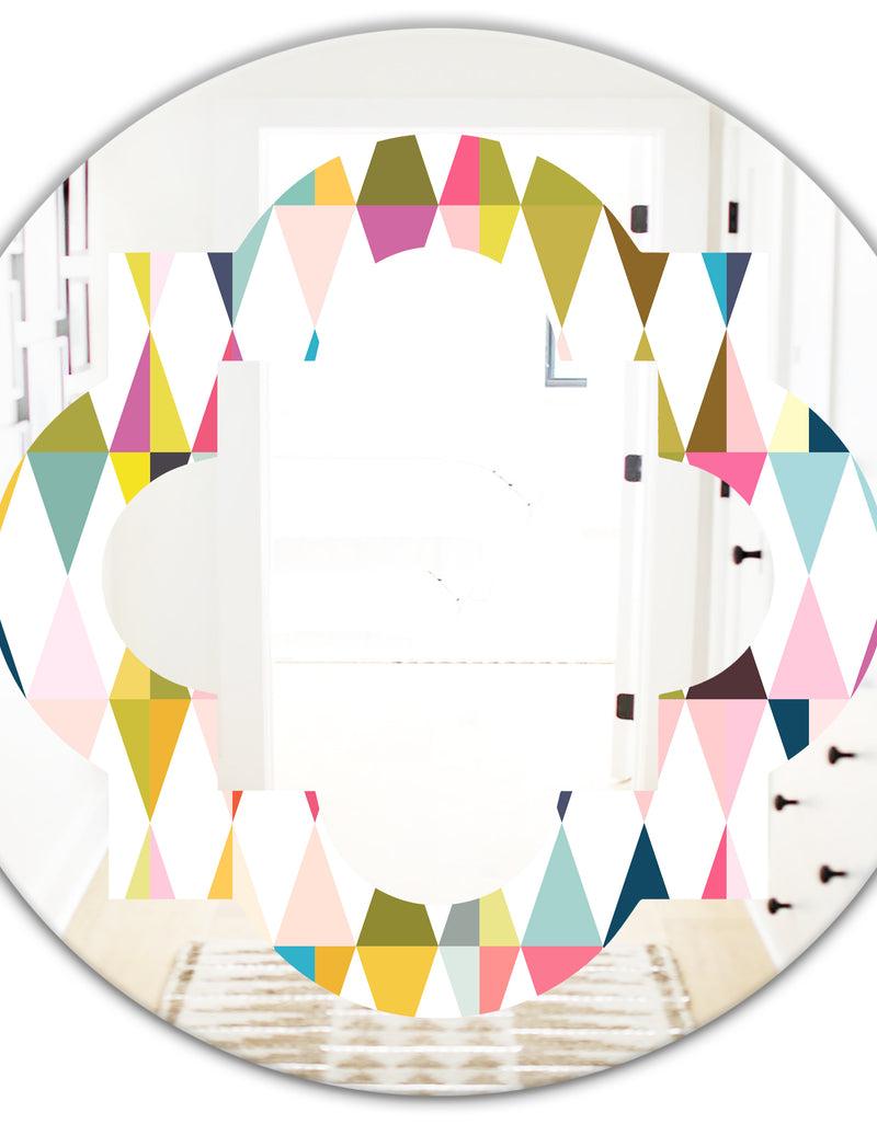 DesignQ Diamond Retro VII - Modern Round Or Oval Wall Mirror - Quatrefoil