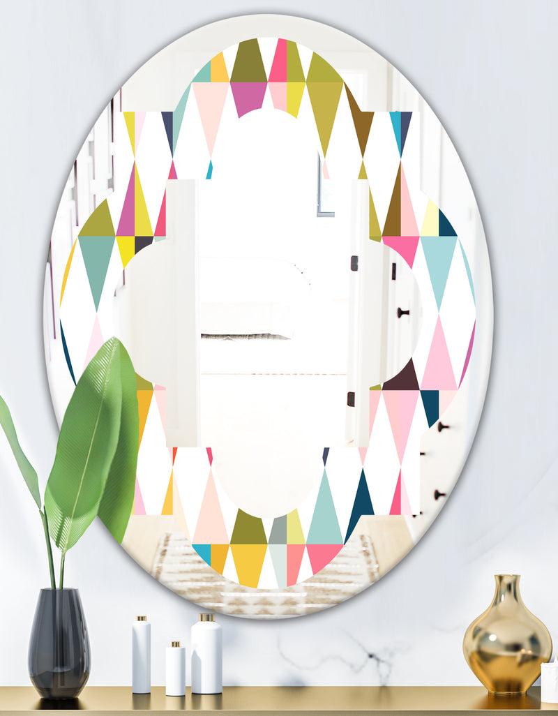 DesignQ Diamond Retro VII - Modern Round Or Oval Wall Mirror - Quatrefoil