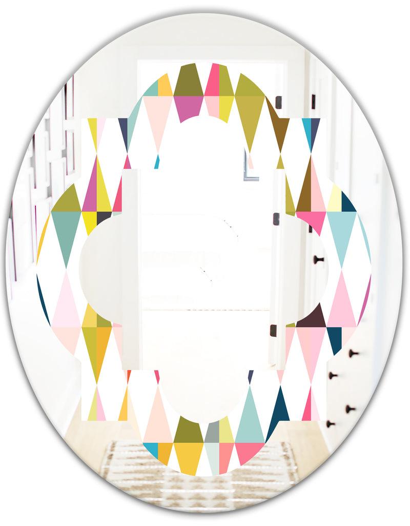 DesignQ Diamond Retro VII - Modern Round Or Oval Wall Mirror - Quatrefoil