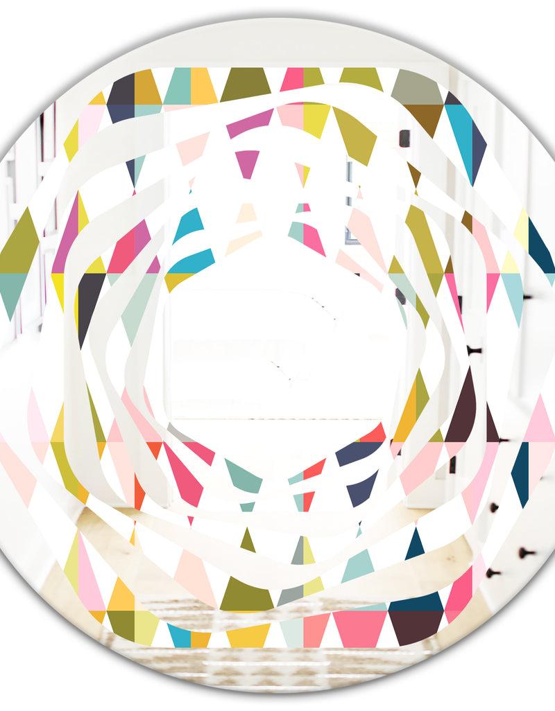 DesignQ Diamond Retro VII - Modern Round Or Oval Wall Mirror - Whirl