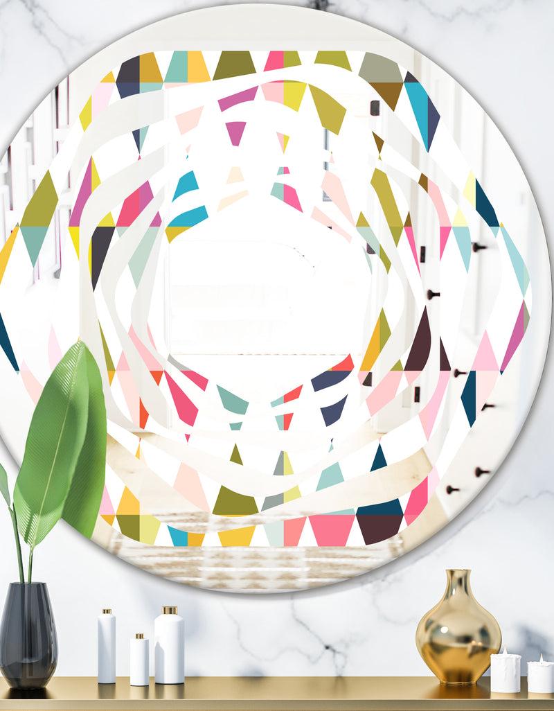 DesignQ Diamond Retro VII - Modern Round or Oval Wall Mirror - Whirl
