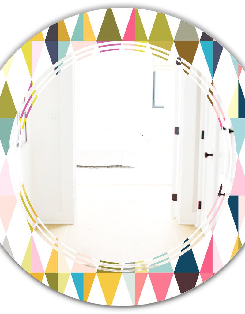DesignQ Diamond Retro VII - Modern Round Or Oval Wall Mirror - Triple C