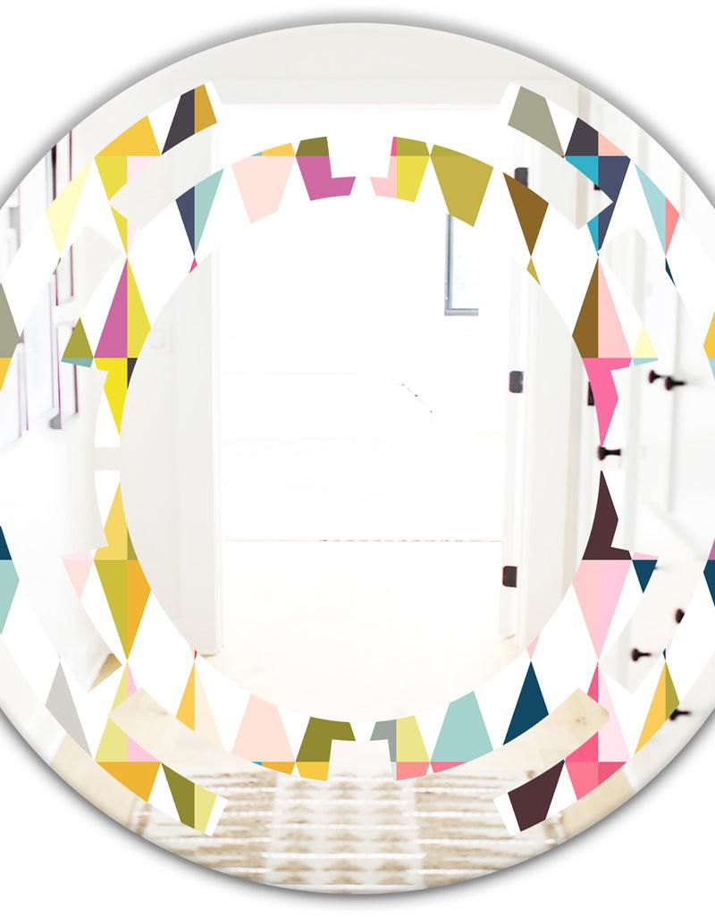 DesignQ Diamond Retro VII - Modern Round Or Oval Wall Mirror - Space