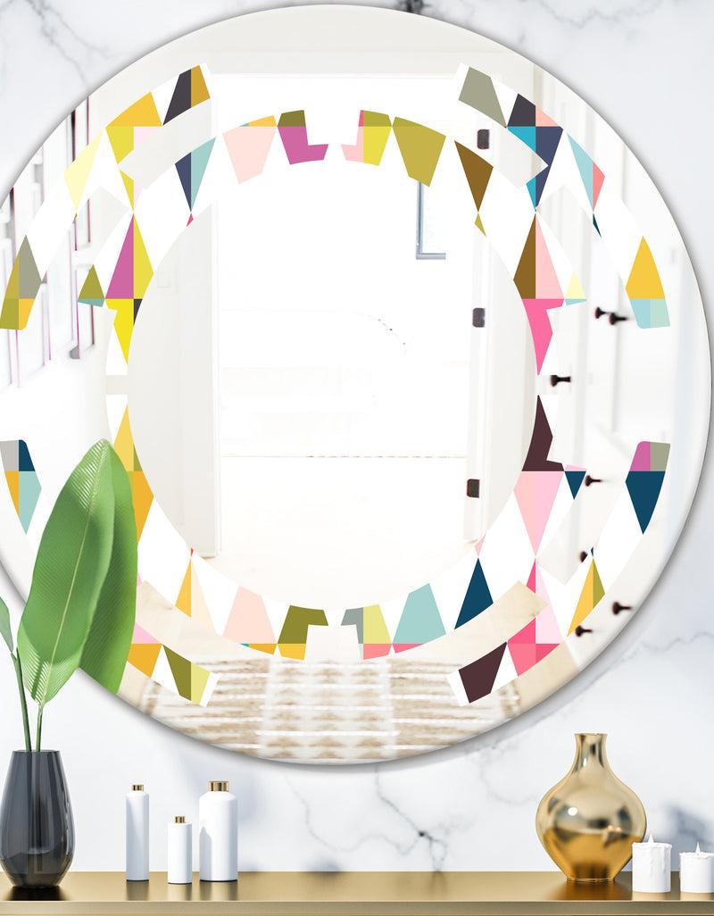 DesignQ Diamond Retro VII - Modern Round or Oval Wall Mirror - Space