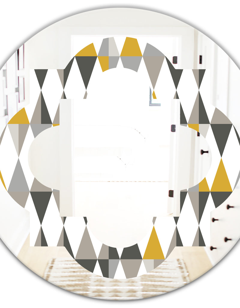 DesignQ Diamond Retro VIII - Modern Round Or Oval Wall Mirror - Quatrefoil