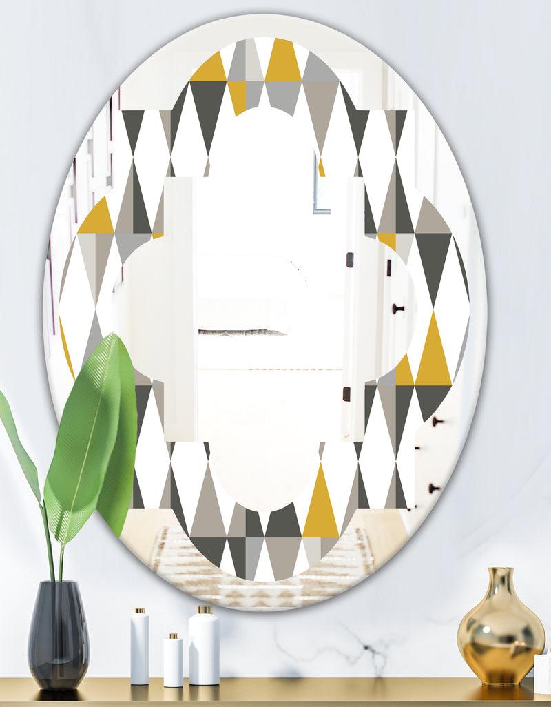 DesignQ Diamond Retro VIII - Modern Round Or Oval Wall Mirror - Quatrefoil